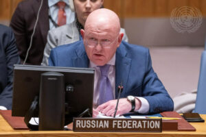 Vassily Nebenzia, the Russian Federation’s Ambassador to the UN, thanked Ives for his “interesting and unbiased view,” adding that it was “very useful” to have “different perspectives.” Credit: UN Photo/Eskinder Debebe